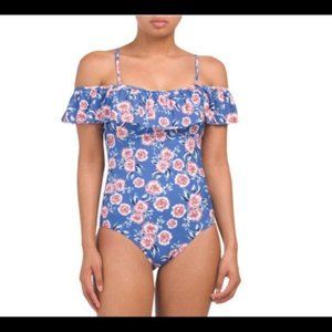 Raisins Maui Off The Shoulder Blue Onepiece Swim